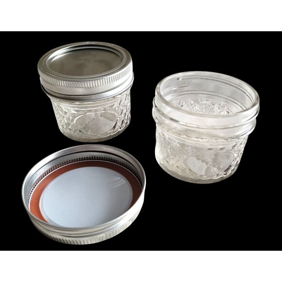 VERONES Quilted Glass Jars 4oz Lids/Bands/Labels Canning Spice Crafts DIY 24 NEW - Picture 5 of 6